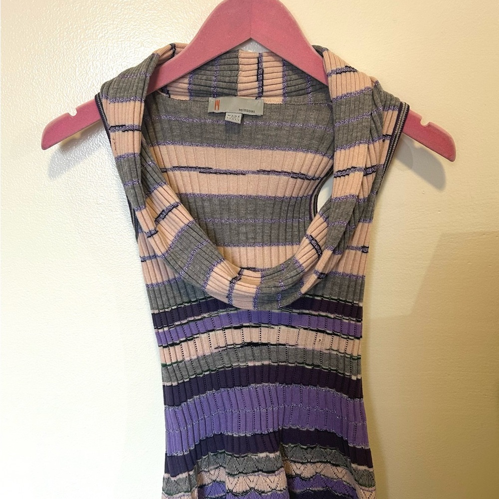 Missoni Pink and Gray Striped Knit Top
